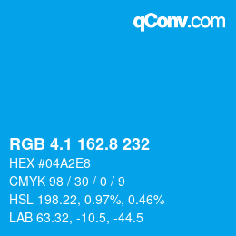 カラーコード: RGB 4.1 162.8 232 | qconv.com