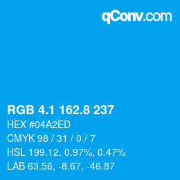 カラーコード: RGB 4.1 162.8 237 | qconv.com