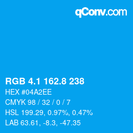 カラーコード: RGB 4.1 162.8 238 | qconv.com