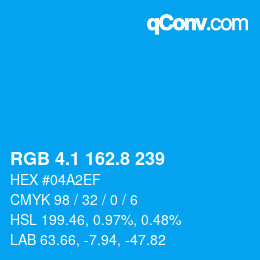 カラーコード: RGB 4.1 162.8 239 | qconv.com