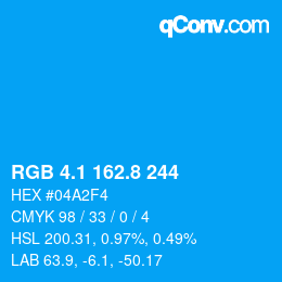 カラーコード: RGB 4.1 162.8 244 | qconv.com
