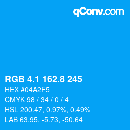 カラーコード: RGB 4.1 162.8 245 | qconv.com
