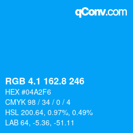 カラーコード: RGB 4.1 162.8 246 | qconv.com