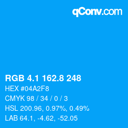 カラーコード: RGB 4.1 162.8 248 | qconv.com
