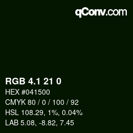 Color code: RGB 4.1 21 0 | qconv.com
