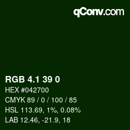 カラーコード: RGB 4.1 39 0 | qconv.com