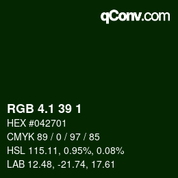 カラーコード: RGB 4.1 39 1 | qconv.com