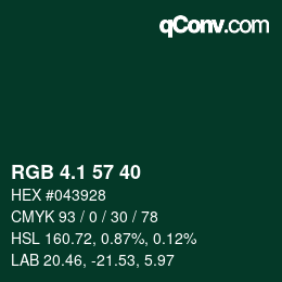 カラーコード: RGB 4.1 57 40 | qconv.com