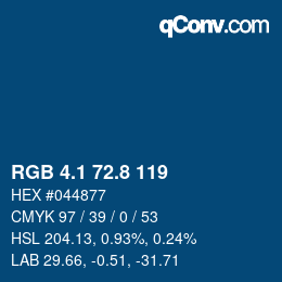 カラーコード: RGB 4.1 72.8 119 | qconv.com