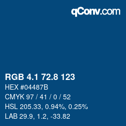 カラーコード: RGB 4.1 72.8 123 | qconv.com