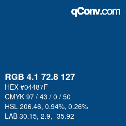 カラーコード: RGB 4.1 72.8 127 | qconv.com