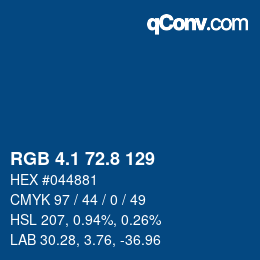 カラーコード: RGB 4.1 72.8 129 | qconv.com