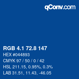 カラーコード: RGB 4.1 72.8 147 | qconv.com