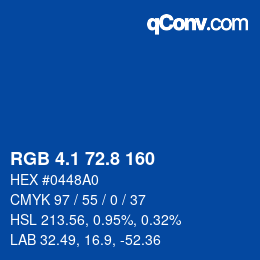 Color code: RGB 4.1 72.8 160 | qconv.com