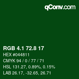 カラーコード: RGB 4.1 72.8 17 | qconv.com