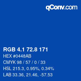 カラーコード: RGB 4.1 72.8 171 | qconv.com