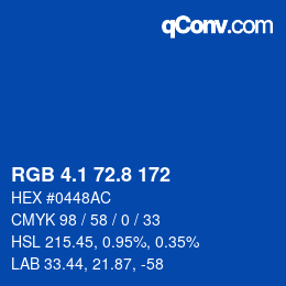 カラーコード: RGB 4.1 72.8 172 | qconv.com