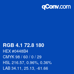 Color code: RGB 4.1 72.8 180 | qconv.com
