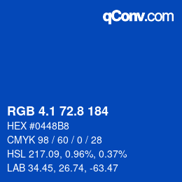 Color code: RGB 4.1 72.8 184 | qconv.com