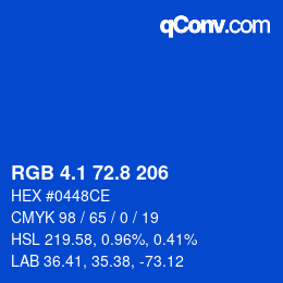 カラーコード: RGB 4.1 72.8 206 | qconv.com