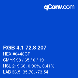 カラーコード: RGB 4.1 72.8 207 | qconv.com