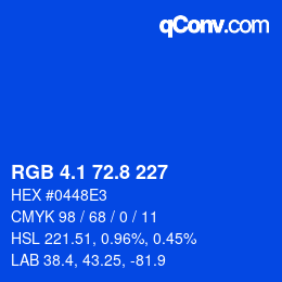 カラーコード: RGB 4.1 72.8 227 | qconv.com