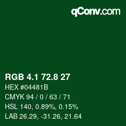 カラーコード: RGB 4.1 72.8 27 | qconv.com