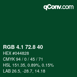 Farbcode: RGB 4.1 72.8 40 | qconv.com