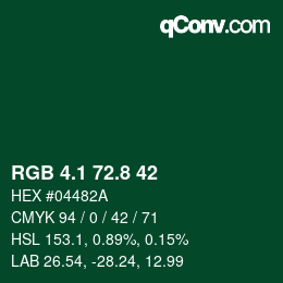 カラーコード: RGB 4.1 72.8 42 | qconv.com