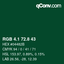 カラーコード: RGB 4.1 72.8 43 | qconv.com