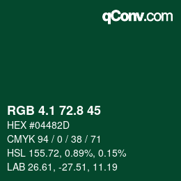 Color code: RGB 4.1 72.8 45 | qconv.com