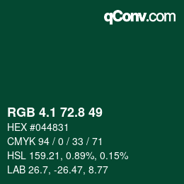 Color code: RGB 4.1 72.8 49 | qconv.com