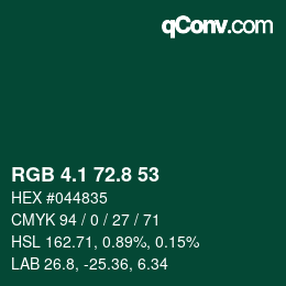 カラーコード: RGB 4.1 72.8 53 | qconv.com
