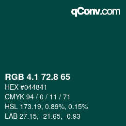 Color code: RGB 4.1 72.8 65 | qconv.com