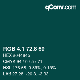 Color code: RGB 4.1 72.8 69 | qconv.com