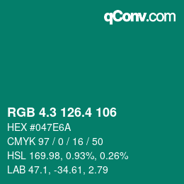 カラーコード: RGB 4.3 126.4 106 | qconv.com