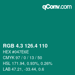 カラーコード: RGB 4.3 126.4 110 | qconv.com