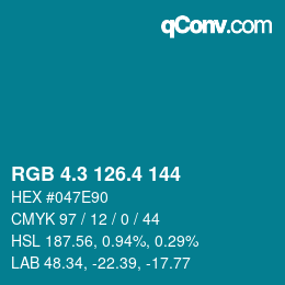 カラーコード: RGB 4.3 126.4 144 | qconv.com