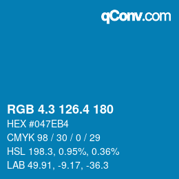 カラーコード: RGB 4.3 126.4 180 | qconv.com