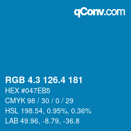 カラーコード: RGB 4.3 126.4 181 | qconv.com