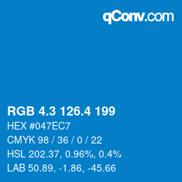 カラーコード: RGB 4.3 126.4 199 | qconv.com