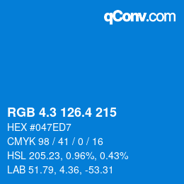カラーコード: RGB 4.3 126.4 215 | qconv.com