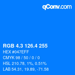 カラーコード: RGB 4.3 126.4 255 | qconv.com