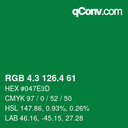 カラーコード: RGB 4.3 126.4 61 | qconv.com