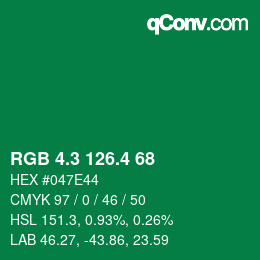 カラーコード: RGB 4.3 126.4 68 | qconv.com