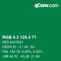 カラーコード: RGB 4.3 126.4 71 | qconv.com