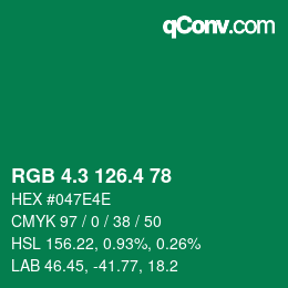 カラーコード: RGB 4.3 126.4 78 | qconv.com