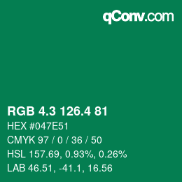 カラーコード: RGB 4.3 126.4 81 | qconv.com