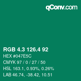 カラーコード: RGB 4.3 126.4 92 | qconv.com