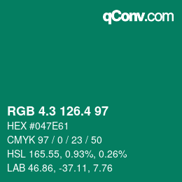 カラーコード: RGB 4.3 126.4 97 | qconv.com